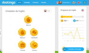 Interface do Duolingo (site)